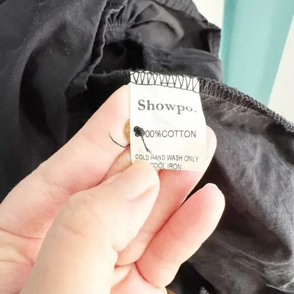 Showpo Collared Button Down Mini Shirt Dress Classic Black Ruffle Hemline Size 2 - Picture 11 of 11